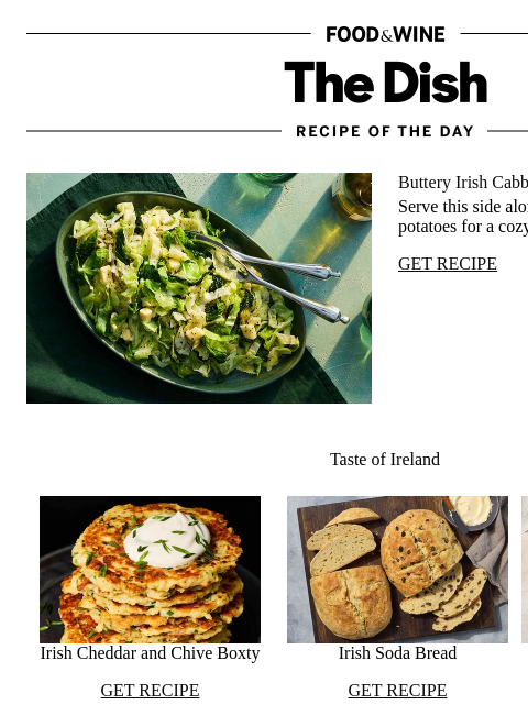 foodandwine newsletter: Buttery Irish Cabbage