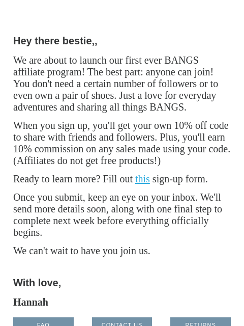 bangsshoes newsletter: Want to Earn 10% With BANGS?