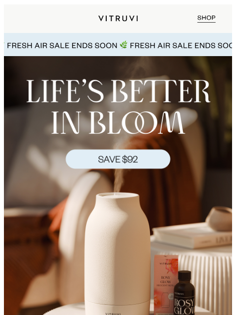 vitruvi newsletter: 50% OFF Air Waterless + Scent Refill Combo 🌸