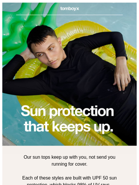 tomboyx newsletter: New Swim 😎 Sun Protection