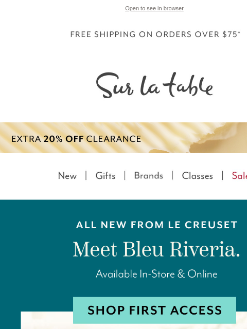surlatable newsletter: New Arrival: Le Creuset Bleu Riviera