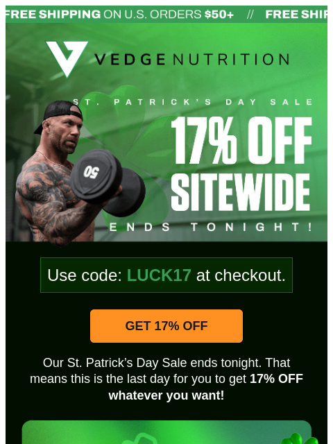 vedgenutrition newsletter: 🍀 17% OFF: Ending Soon!