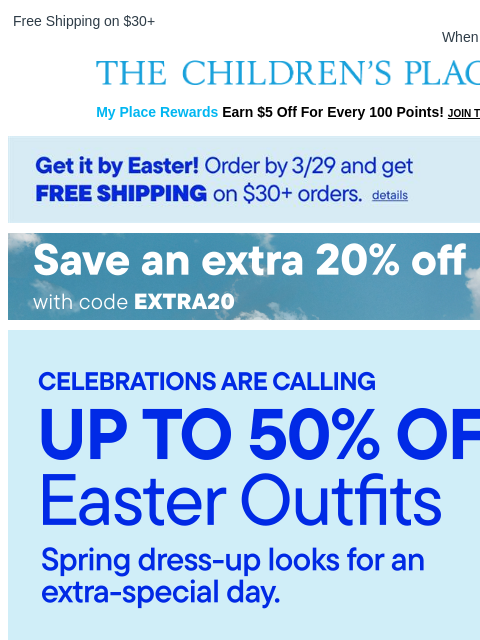 childrensplace newsletter: Who's Ready to Celebrate? Up to 50% OFF! 🎉