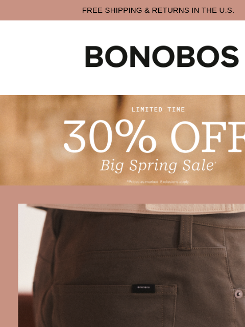 bonobos newsletter: 30% Off Pants With a Better Fit
