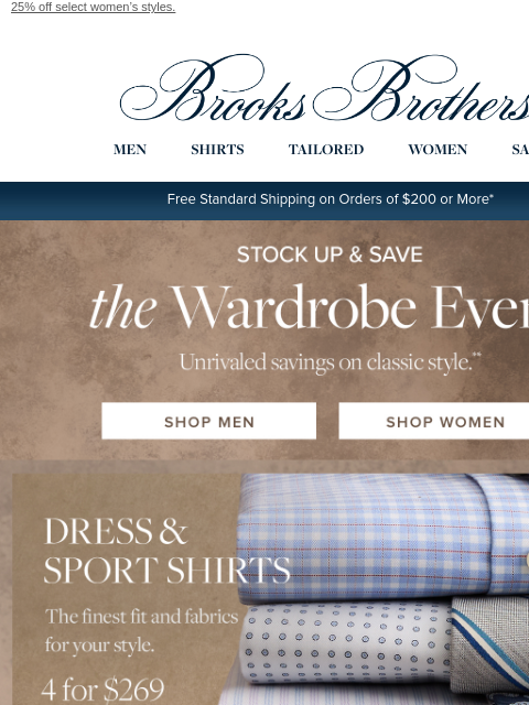 brooksbrothers newsletter: Your style, your Wardrobe Event: save on shirts, s...