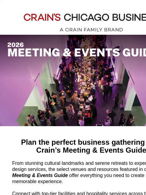 craincontentstudio newsletter: Chicago’s guide to standout business events