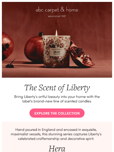abchome newsletter: Just Dropped: Liberty Scented Candles