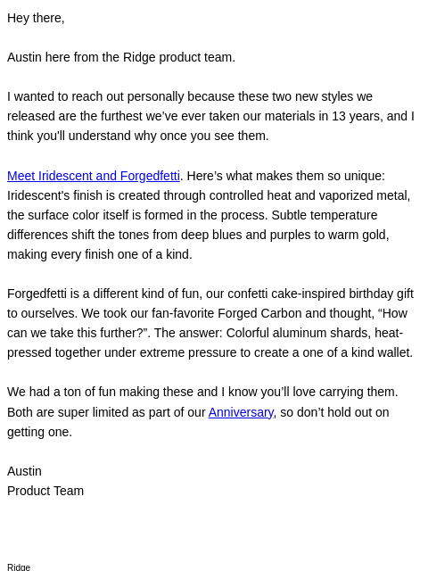 ridge newsletter: Honestly, now we're just having fun