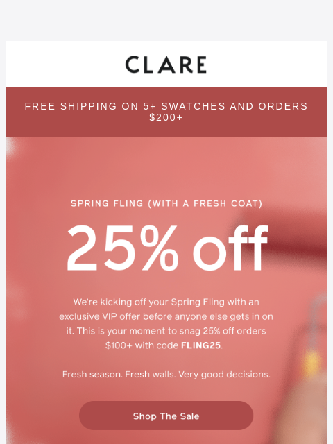 clare newsletter: Psst... 25% off starts now!