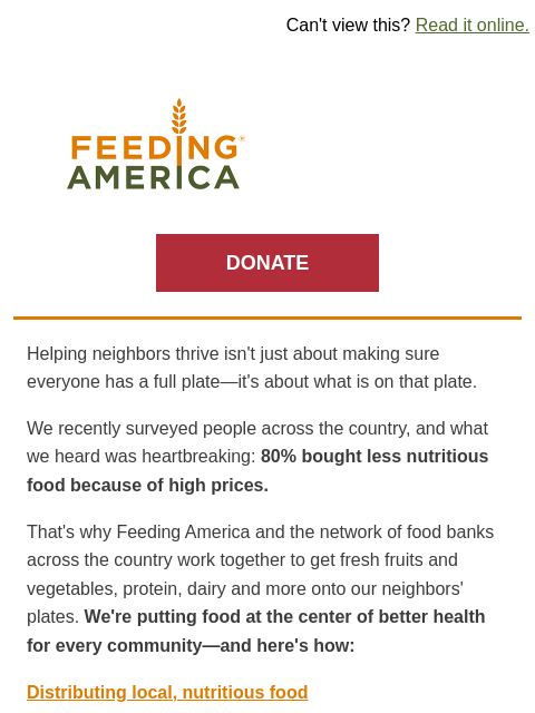 feedingamerica newsletter: This is how you get people the healthy foods they ...