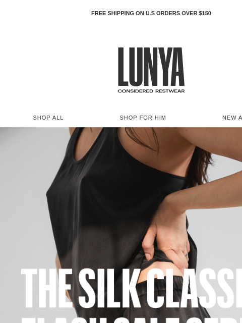 lunya newsletter: 25% off the Washable Silk Tulip Back set.