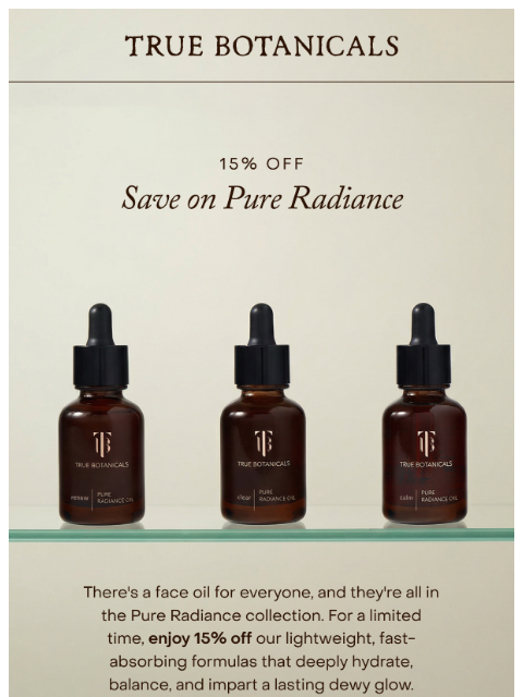 truebotanicals newsletter: Save 15% on our iconic oils