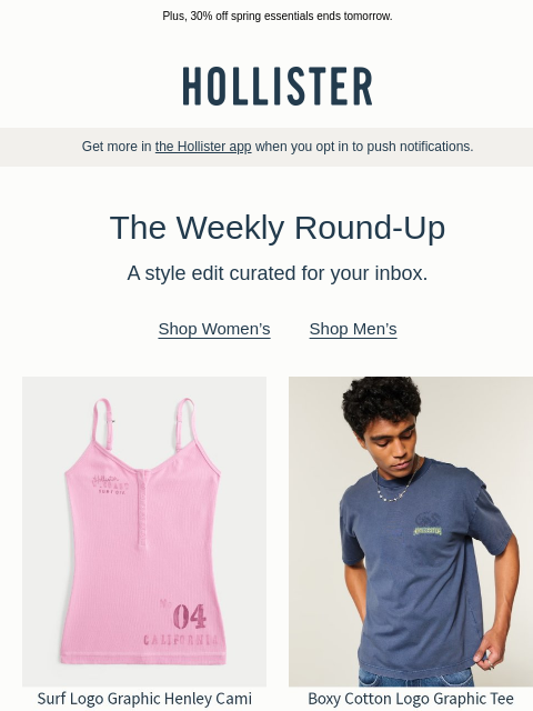 hollisterco newsletter: Your closet could use these.