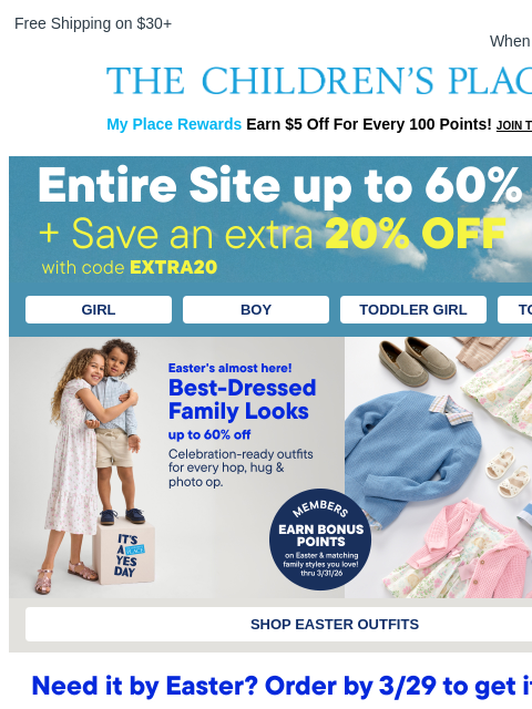 childrensplace newsletter: Spring Break Savings? Bring It On!