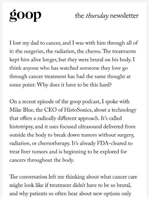 goop newsletter: the Thursday newsletter