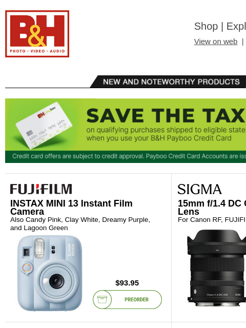 bhphotovideo newsletter: New Gear from FUJIFILM, Sigma, Audio-Technica, App...