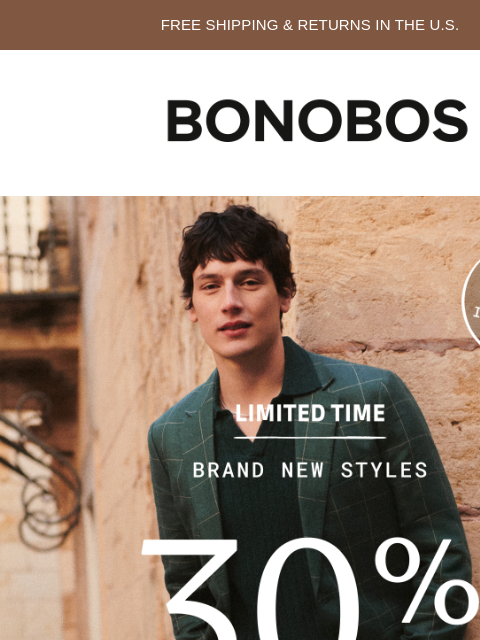bonobos newsletter: Get 30% Off 125+ New Spring Arrivals