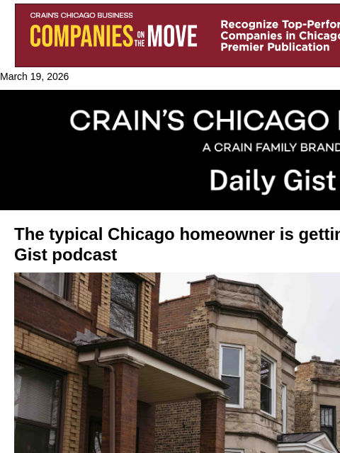 crainalerts newsletter: The typical Chicago homeowner is getting older: Cr...