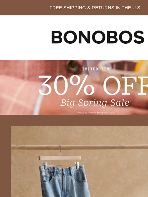bonobos newsletter: Don’t Miss Denim @ 30% Off