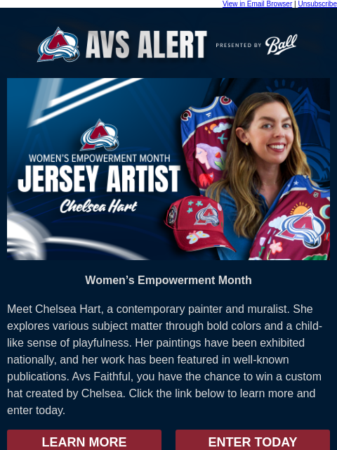 thecoloradoavalanche newsletter: ⛰️A Custom Piece for Women’s Empowerment Month