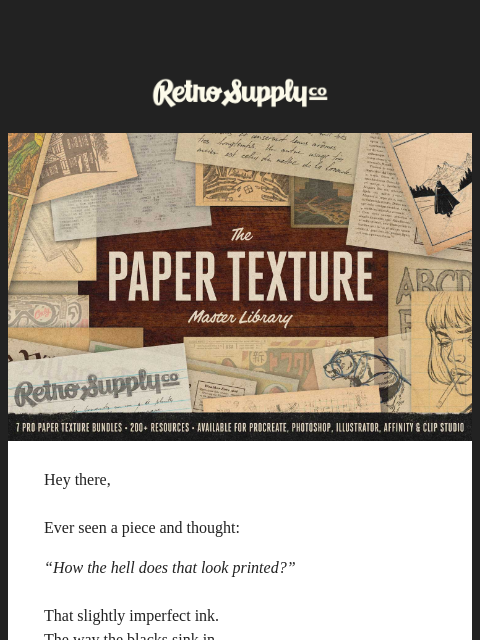 retrosupply newsletter: Introducing The Paper Texture Master Library