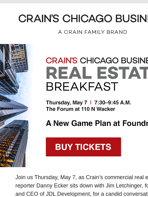 crainliveevents newsletter: Jim Letchinger on the Future of Foundry Park