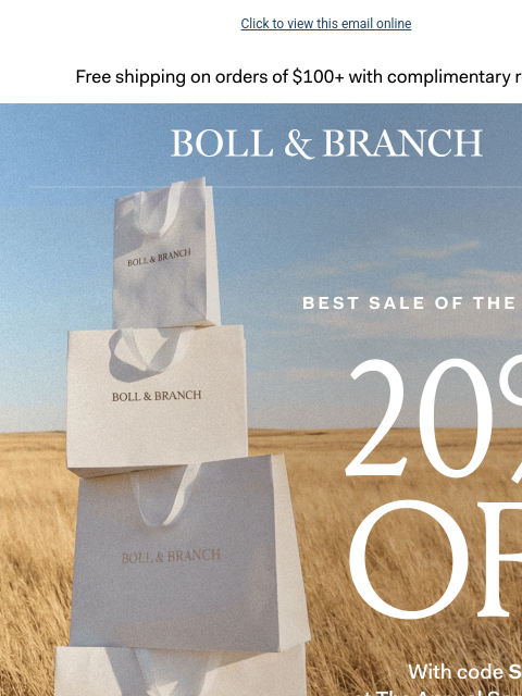 bollandbranch newsletter: Now live: 20% off & a free $149 gift 