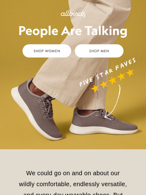 allbirds newsletter: The Shoes You Wish You Were Wearing