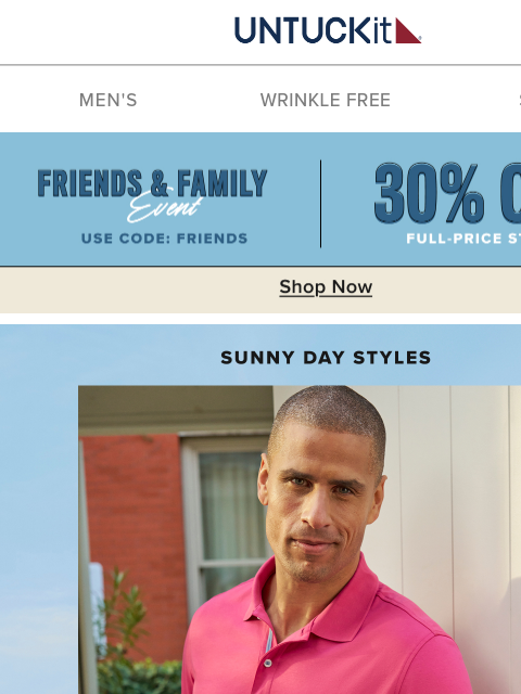 untuckit newsletter: Spring’s Here & On Sale: 30% Off ☀️