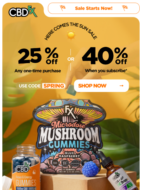 cbdfx newsletter: 25% OFF Here Comes the Sun Sale starts NOW! ☀️