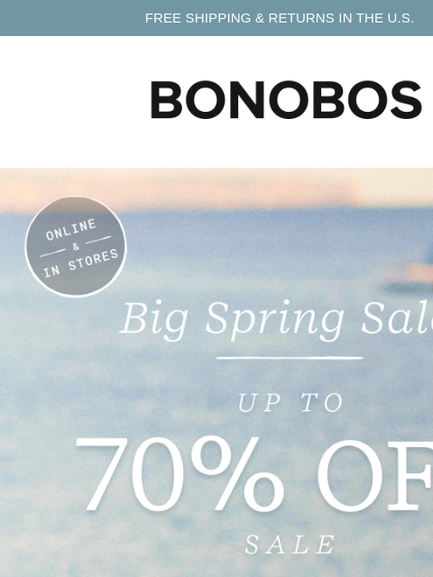 bonobos newsletter: Up to 70% Off Sale + 30% Off Everything Else