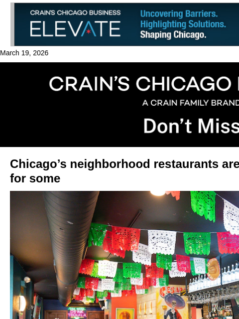 crainalerts newsletter: How Chicago's neighborhood restaurants are evolvin...
