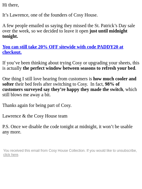 cosyhousecollection newsletter: Re: You're lucky!