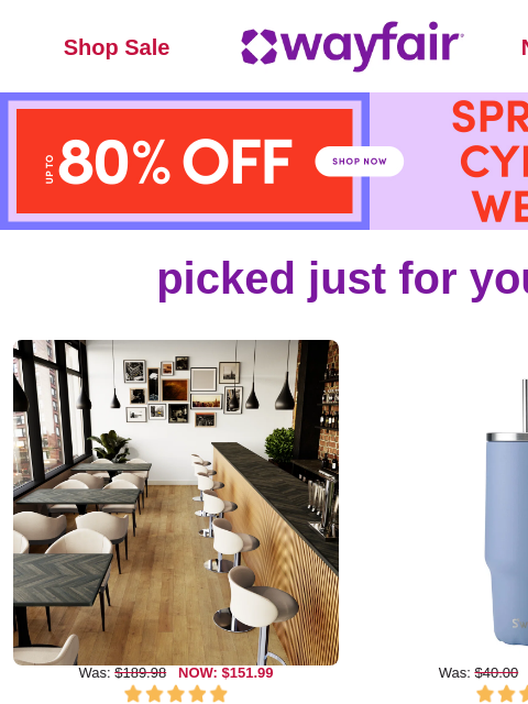 wayfair newsletter: WORKBENCHES 📦 🤩 FREE SHIPPING ✨  UP TO 80% OFF ✨...