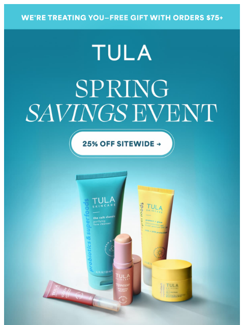 tula newsletter: Happy first day of spring! Enjoy 25% off sitewide
