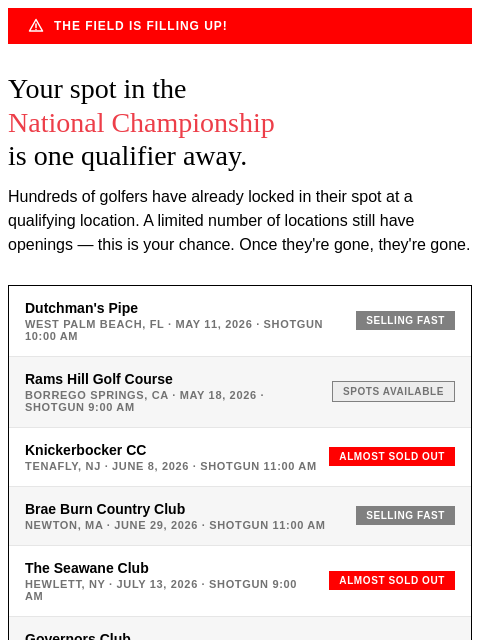golfdigest newsletter: Are you in?