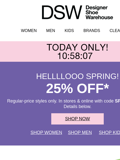 dsw newsletter: 🌷25% off + it’s officially spring🌷