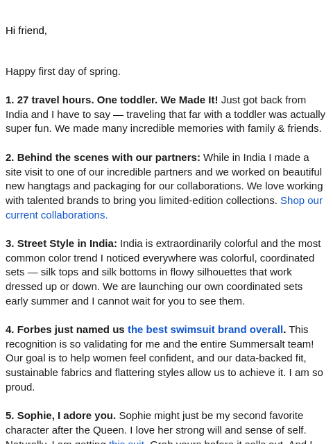 summersalt newsletter: New Season, New Trends