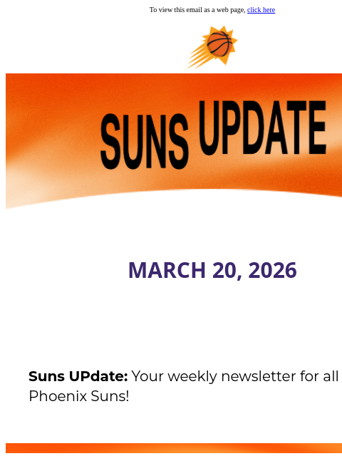 suns newsletter: Suns UPdate: Cheer On the Suns at Home This Weeken...