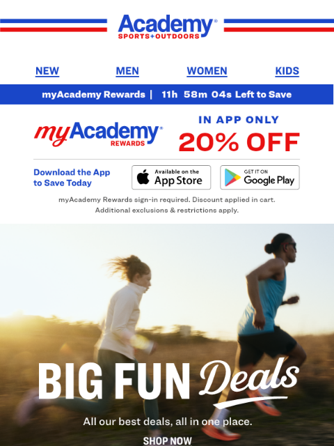 academy newsletter: TODAY ONLY! Save 20% In-App Only