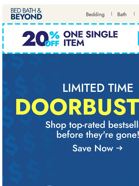 bedbathandbeyond newsletter: Top doorbuster picks are here + up to 70% off
