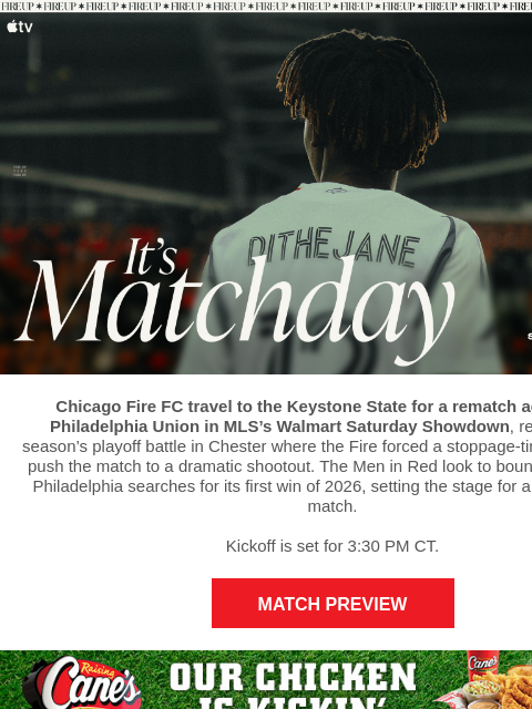 chicagofirefc newsletter: TODAY: Chicago Fire vs Philadelphia Union