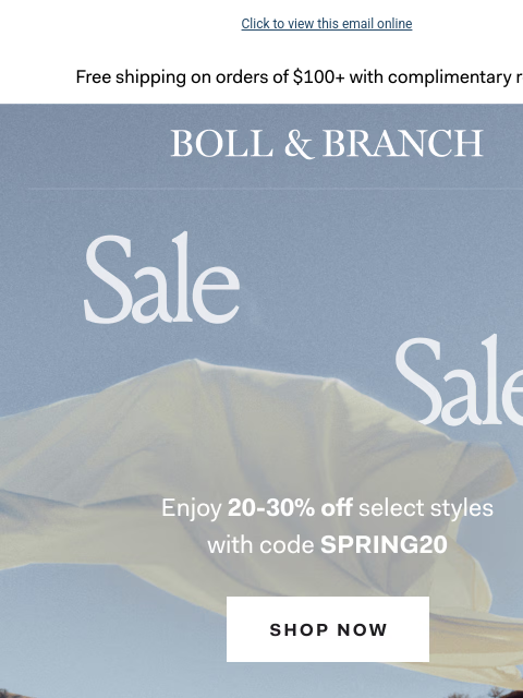 bollandbranch newsletter: Sale’s here: shop 20-30% off