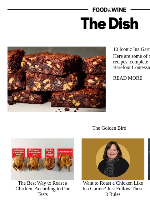 foodandwine newsletter: 10 Iconic Ina Garten Recipes