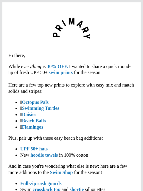 primary newsletter: UPF 50+ Swim: Prints Worth Talking About