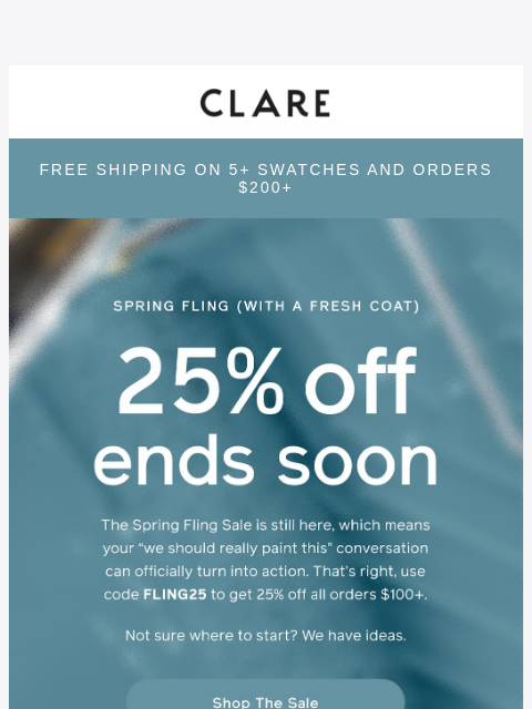 clare newsletter: SALE ENDS TOMORROW: One weekend. One room.