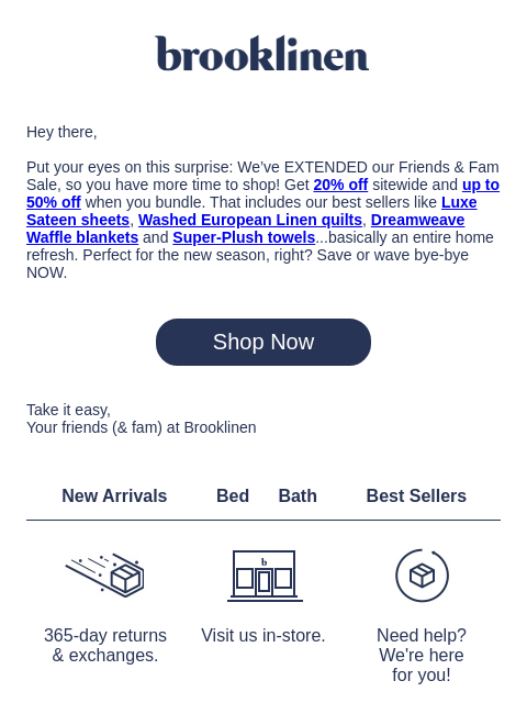 brooklinen newsletter: OPEN FOR A SURPRISE