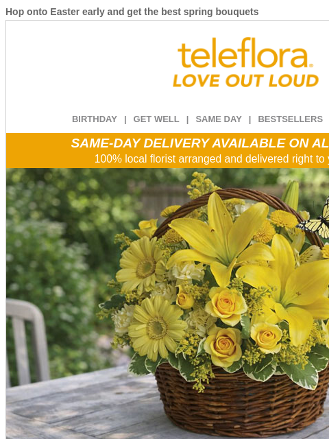 teleflora newsletter: 20% Off 🐣 Shop Our Eggstra Lovely Blooms 🌸