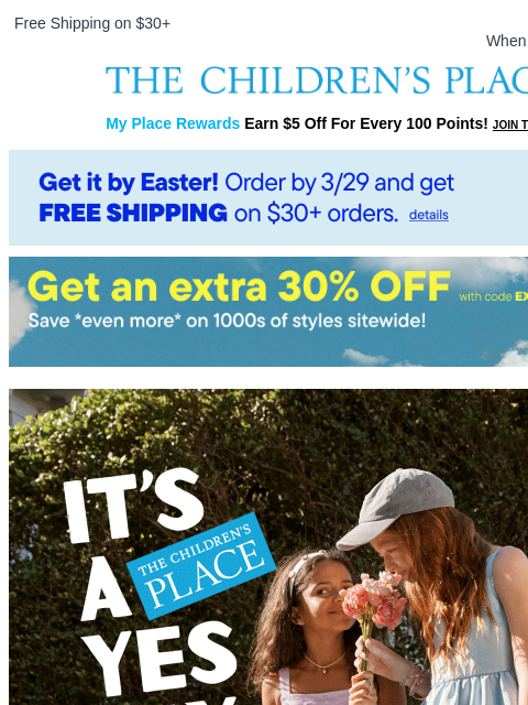 childrensplace newsletter: Head-to-Toe Easter Outfits Now Up to 60% OFF