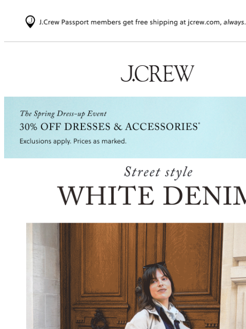 jcrew newsletter: Wear white denim whenever you want